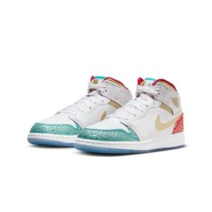 Jordan Kids Sneakers - White, Gold, Red, Blue